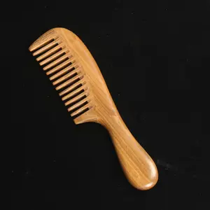 Handmade Natural Head Massager Hair Combs No Static Healthy Wooden Detangling SandalWood Wide Tooth Wood Comb for Curly Hair