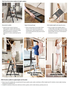Meilleures ventes Petites marches échelle domestique 2/3/4 marches pour enfants adultes 330lb, rangement facile avec utilisation d'étagère polyvalente - Product Image 6