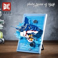 DK 3038 Ensemble de blocs de construction 3D en forme de requin, 669 pièces, décoration murale ou de bureau, modèle d'animal marin, jouet d'assemblage DIY, cadeau