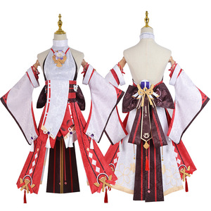 <span class=keywords><strong>Genshin</strong></span> Impact <span class=keywords><strong>Yae</strong></span> Miko Guuji <span class=keywords><strong>Yae</strong></span> Costume Femme Rose Cheveux Longs Perruque Robe Tenue de Fête Halloween Costumes de Fête - Product Image 2