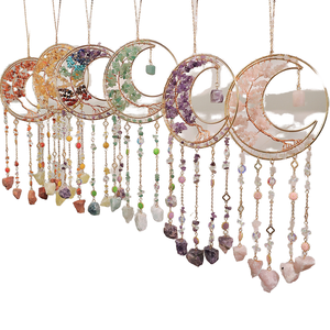 Décoration d'intérieur artisanale en cristal moderne, attrape-soleil coloré en forme d'arbre de vie, pendentif lune, carillon à vent pour fenêtre, à suspendre - Product Image 1