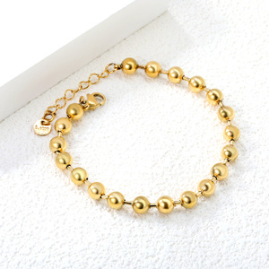 Beaded <b>Bracelet</b> 18k Stainless Steel Gold <b>Ball</b> Chain Unisex Jewelry Fashion Accessory - Product Image 1