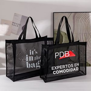 Borsa a Rete Grande Personalizzata con Logo, Stampa Serigrafica alla Moda, Borsa in Nylon Riutilizzabile per Shopping, Regali Promozionali all'Ingrosso - Product Image 4