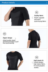 Traje de neopreno corto de manga larga tejido de protección solar grueso cuello redondo impermeable personalizado al por mayor - Product Image 3