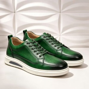 Dreamy Stark Zapatos de Hombre de Piel Verde con Cordones, Tacón Plano, Punta Redonda, Suela de Goma Ligera, Zapatillas Casuales para Todas las Temporadas - Product Image 1
