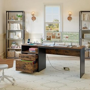 American-style wooden practical gaming <b>desk</b>, adjustable height, suitable for office, bedroom, and home use. - Product Image 1