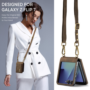 Funda de Lujo Plegable de Cuero PU para Teléfono Celular con Correa para el Hombro y Cartera Plegable para Tarjetas, Compatible con <span class=keywords><strong>Samsung</strong></span> <span class=keywords><strong>Galaxy</strong></span> <span class=keywords><strong>Z</strong></span> <span class=keywords><strong>Flip</strong></span> 7 6 5 4 <span class=keywords><strong>3</strong></span>, Nueva - Product Image 6