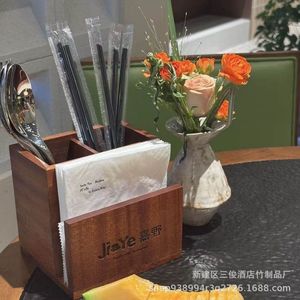 Caja de cubiertos de madera JiaYe, portapañuelos, almacenamiento multifuncional para servicio de hostelería - Product Image 1