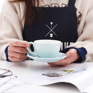Tasse et soucoupe Latte Art pour Latte & Cappuccino & Double Espresso, New Bone China, <span class=keywords><strong>Mate</strong></span> pour Coffee Shop et Barista - Product Image 3