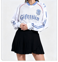Maillot de football streetwear personnalisé, respirant, séchage rapide, anti-UV, col rond, imprimé vintage, color block, coupe ample, pour couple, sport