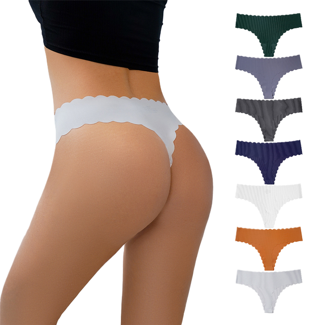 Sexy Thong Lingerie Spandex/Nylon Low-Rise Seamless Quick Dry & Breathable Women's Thong Panties Underwear