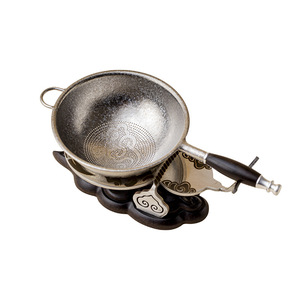Pure Titanium Auspicious Cloud <b>Tea</b> Strainer One Piece With Thousand Holes Solid Wood Handle And Base Kung Fu <b>Tea</b> <b>Set</b> Filter - Product Image 5
