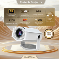 Proyector Portátil HM400 PRO Android 11.0, Reproductor de Video, Mini Proyector de 2GB con Enfoque Manual, Regalo Novedoso