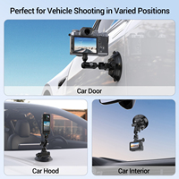 Support de caméra d'action compatible Yunku - Alliage d'aluminium, rotatif à 360°, ventouse anti-déformation, rotule durable et portable