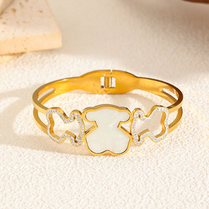 <span class=keywords><strong>Bracciale</strong></span> da donna in acciaio inossidabile placcato <span class=keywords><strong>oro</strong></span> con design floreale alla moda <span class=keywords><strong>e</strong></span> <span class=keywords><strong>madreperla</strong></span>, idea regalo - Product Image 4