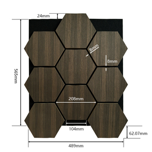 Pannelli acustici in legno impiallacciatura di legno Mdf esagono a doghe insonorizzate - Product Image 2