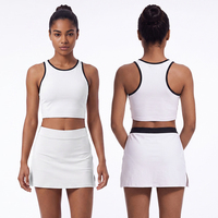 Ensemble de jupe 2 pièces pour femmes, tenues de sport, jupes de tennis avec shorts intégrés et soutien-gorge de sport, ensembles de robes de sport pour femmes, gym, yoga, tennis