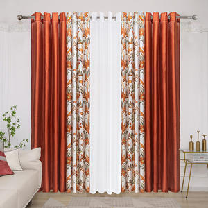 Cortinas opacas de protección solar naranja de 8 piezas, cortinas de microfibra, ropa de cama con estampado de plantas, cortinas flaxoides textiles, <span class=keywords><strong>en</strong></span> stock - Product Image 1