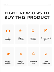 250W LED applique solaire étanche IP67 petite taille crépuscule à l'aube lampadaire solaire télécommande pour jardin extérieur alimentation cc - Product Image 6