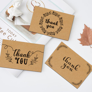 การ์ดขอบคุณทำมือสไตล์เรียบง่ายจากกระดาษคราฟท์รีไซเคิลรักษ์โลก ขายส่งยอดนิยม พร้อมซองจดหมาย - Product Image 1