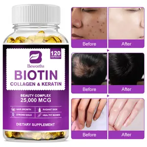 Personalizzato Private Label 120 pz Vegan biotina collagene capsule integratore alimentare per la crescita delle unghie dei capelli