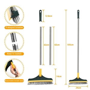 Cepillo de limpieza para el hogar, herramientas de limpieza para el baño, raspador de silicona, cepillo para inodoro, Cepillo giratorio para limpiar azulejos - Product Image 3