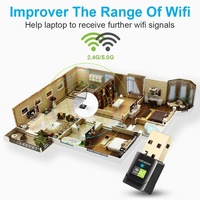 Tarjeta de Red Inalámbrica Wifi de Doble Banda AC600 sin Controlador, Dongle de 600Mbps, Tarjeta de Red USB Inalámbrica de Doble Banda 2.4G y 5GHz