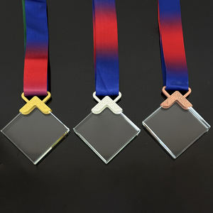 Rhombus Form Kristall medaille Gold und Silber Bronze MEDAILLEN mit Band MH-MJ0265 - Product Image 3