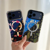 Étui magnétique de luxe IMD double couche à paillettes et fleurs pour iPhone 17 Pro Max 16 15, antichoc, compatible avec la recharge sans fil