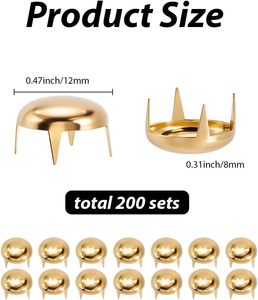 GORGECRAFT Pcs Round Dome Studs Nailheads Gold Metal Brass Mm Inch Claw Beads Spike Studs Spots Leathercraft Rivets <b>Purse</b> Hardwa - Product Image 2