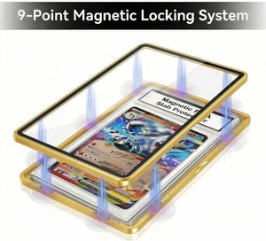 High End Sports Card Display Holder Brushed Aluminum <b>Frame</b> UV Shielding Tempered Glass Cover for Cards - Product Image 3