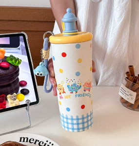 700ml Cartoon-designed <b>Large</b>-capacity Insulated Tumbler For Girls - Stainless Steel Coffee <b>Cup</b>, Portable & Cold-retaining - Product Image 3