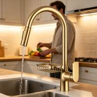 Nouvelle tendance : Robinet de salle de bain monotrou monocommande à poser sur le plan |   Conception à col de cygne pivotant à 360°, en céramique, avec rangement intégré