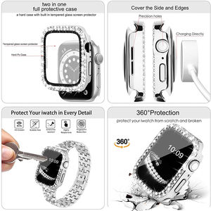 Bijoux pour femmes étui en diamant + <span class=keywords><strong>bracelet</strong></span> pour <span class=keywords><strong>Apple</strong></span> <span class=keywords><strong>Watch</strong></span> <span class=keywords><strong>SE</strong></span> 7 41/45mm 40/44mm 38/42mm <span class=keywords><strong>Bracelet</strong></span> de couverture en métal pour iWatch 8 Band Series - Product Image 3