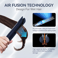Sèche-cheveux à haute vitesse 2 en 1 à air chaud et froid Lisseur à cheveux électrique humide avec fer plat ionique
