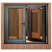 Ventanas y Puertas de Doble Acristalamiento con Vidrio Templado Resistente a Huracanes Estilo Americano, Ventana Abatible de Aluminio para Balcón