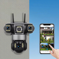 Caméra de sécurité solaire WiFi 4G COSFLOW à double objectif V380pro, vision nocturne extérieure, batterie, étanche IP66, installation rapide, 1 an