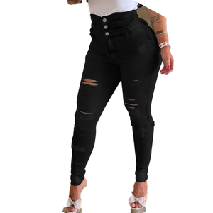 Nueva Moda de Primavera y Otoño: Pantalones de Mujer de Cintura Alta con Aberturas y Pierna Estrecha - Product Image 2