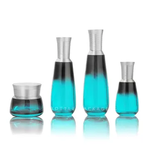 Großhandel Custom Lotion 100ml 80ml Glas 40ml 50g Hautpflege Grüne Kosmetik flaschen