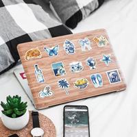 50 pegatinas de PVC estilo Ins de dibujos animados azules con grafiti, impermeables, para decoración de guitarra, cuaderno, equipaje, DIY