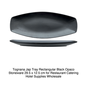 Plat de service rectangulaire en grès japonais 29,5 × 12,5 cm Noir mat Tognana - Product Image 2