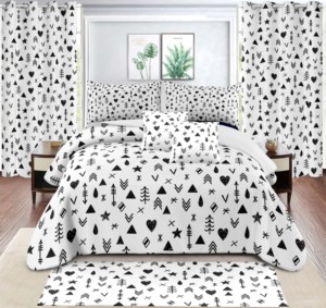 Phong Cách Mỹ Tùy Chỉnh 9 Mảnh Hoa Mô Hình Duvet Cover <span class=keywords><strong>Set</strong></span> Tấm Với Rèm Cửa - Product Image 1