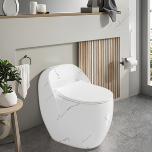 WC forma de huevo gran oferta diseño de lujo mármol blanco cerámica montado en el suelo artículos sanitarios Inodoro baño inodoro de una pieza - Product Image 2