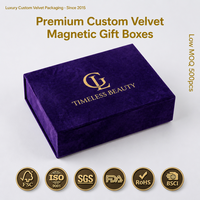 Boîte à livre magnétique en velours violet sur mesure de luxe avec logo en feuille d'or pour bijouterie, coffret cadeau, marché américain, nouveau design