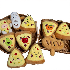 Cartoon Pluche Kaas Pizza Creatieve Sleutelhanger Schattig Eten Tas Accessoires Aangepaste Tekening - Product Image 4