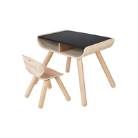 Ensemble table et chaise multifonction en bois pour enfants, bureau d'étude pour enfants avec tableau noir et étagère de rangement pour tout-petits