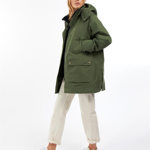 Classical Plain Custom Design Funnel Neck Detachable Hood Trench <strong>Coats</strong> Jacket Versatile Hand <strong>Warmer</strong> Pockets Women's <strong>Coat</strong> - Product Image 3
