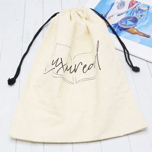 Custom <b>Drawstring</b> Cotton Muslin Bags Unbleached Fabric Wrap Gift Clothing Shoes Organic Natural Cotton <b>Pouch</b> - Product Image 4