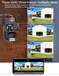 Icsee HD 15MP thực 3 Ống kính 360 <span class=keywords><strong>PTZ</strong></span> <span class=keywords><strong>DVR</strong></span> IP66 không thấm nước nhà ngoài trời Wifi giám sát CCTV an ninh không dây IP mạng Máy ảnh - Product Image 2