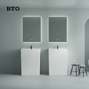 BTO Luxury Modern Design Cheap Price Floor Mounted Big Size Free Standing Pedestal Sink Column Ceramic Basin Sink